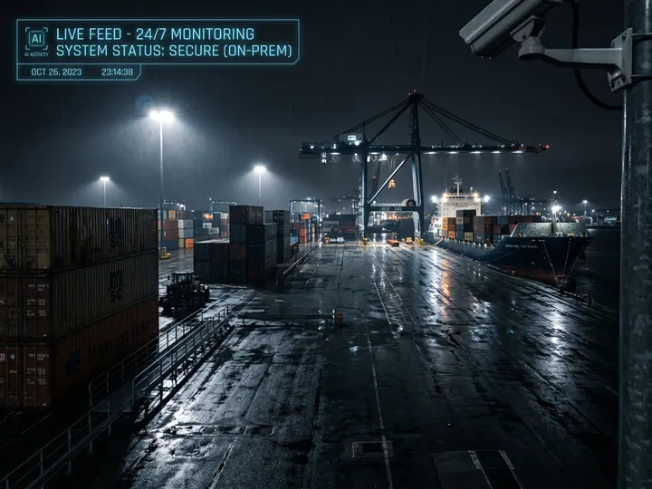 After-hours night camera feed monitored continuously by Nsightify